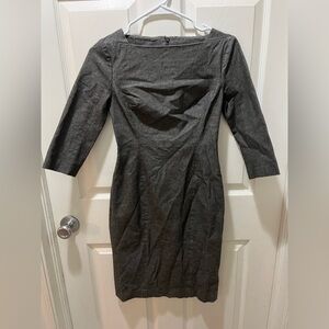 Banana Republic Gray Sheath Dress Square Neck 3/4 Sleeve bodycon